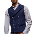 Men's Lapel Double Breasted Solid Vest